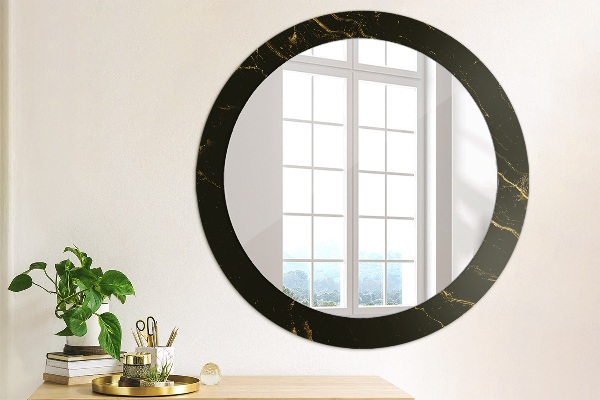 Round wall mirror design Black marble