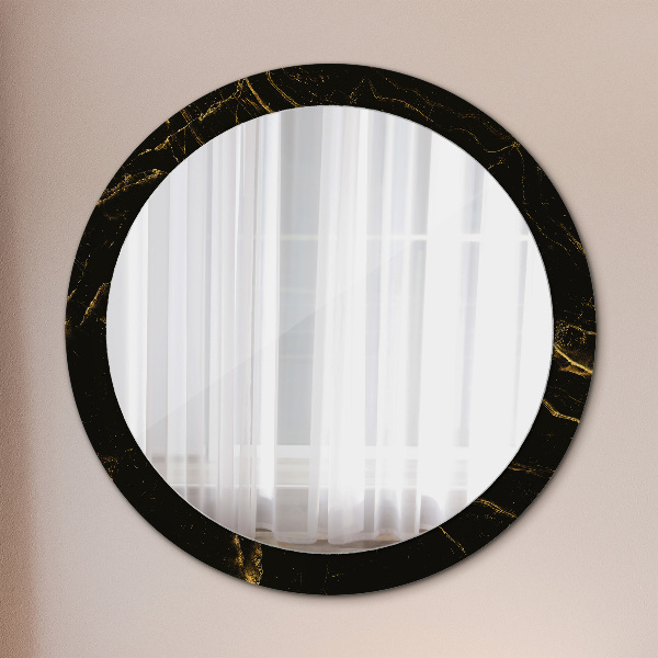 Round wall mirror design Black marble