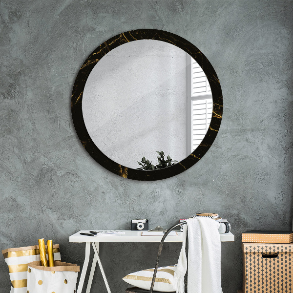 Round wall mirror design Black marble