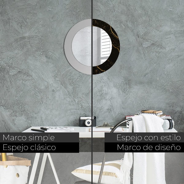 Round wall mirror design Black marble