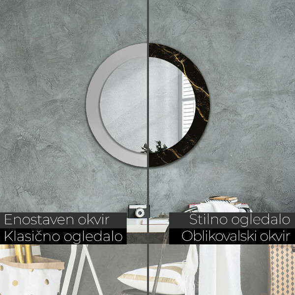 Round wall mirror design Black marble