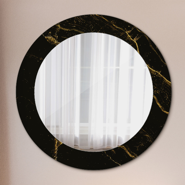 Round wall mirror design Black marble