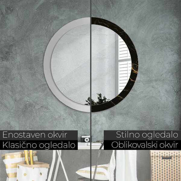 Round wall mirror design Black marble