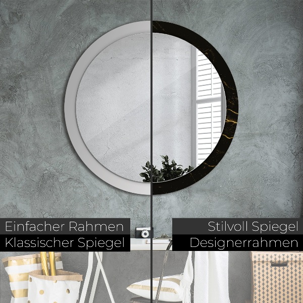 Round wall mirror design Black marble