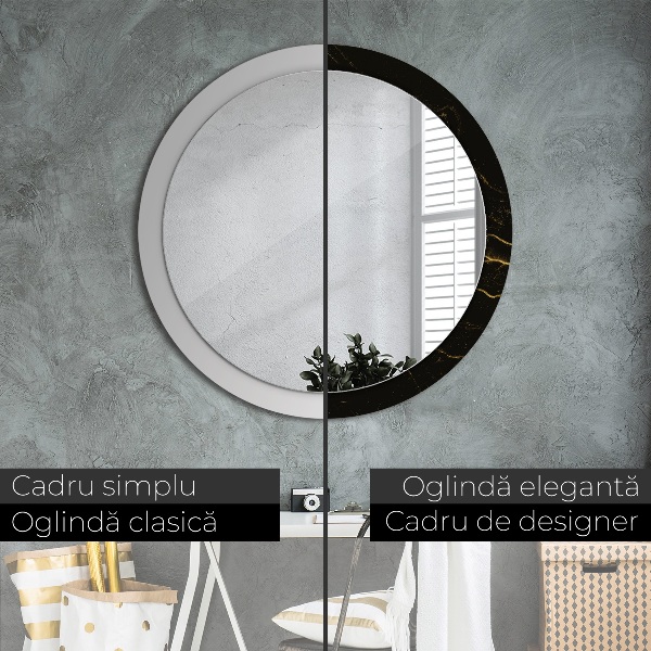 Round wall mirror design Black marble