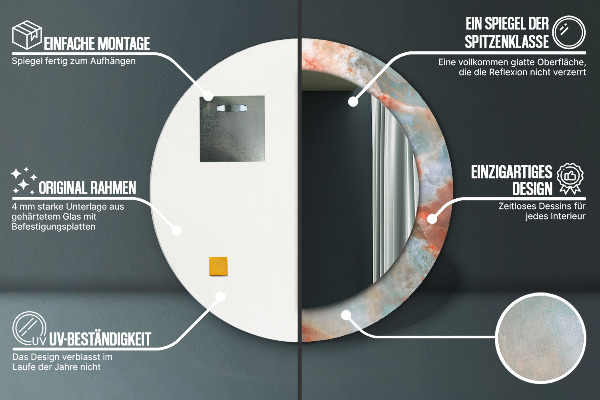 Round wall mirror design Onyx marbles