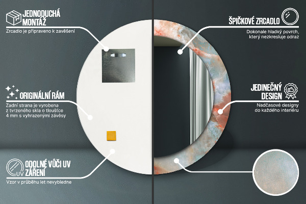 Round wall mirror design Onyx marbles