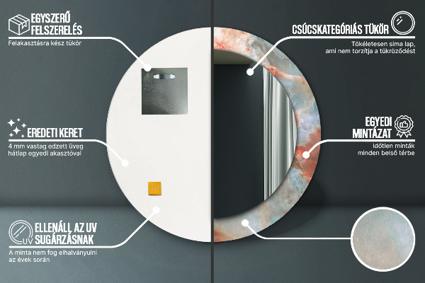 Round wall mirror design Onyx marbles