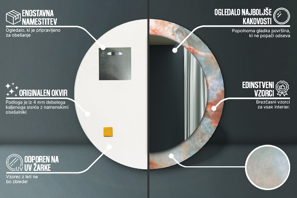 Round wall mirror design Onyx marbles