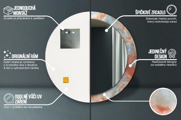 Round wall mirror design Onyx marbles