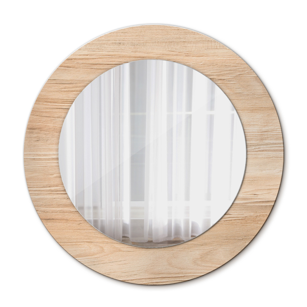 Round wall mirror design Wood texture