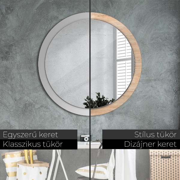 Round wall mirror design Wood texture