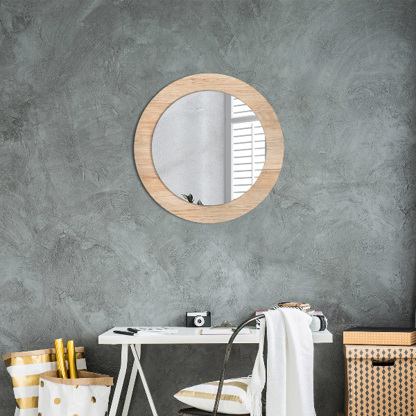 Round wall mirror design Wood texture