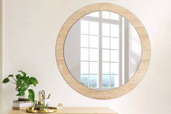 Round wall mirror design Wood texture