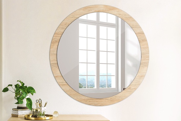 Round wall mirror design Wood texture