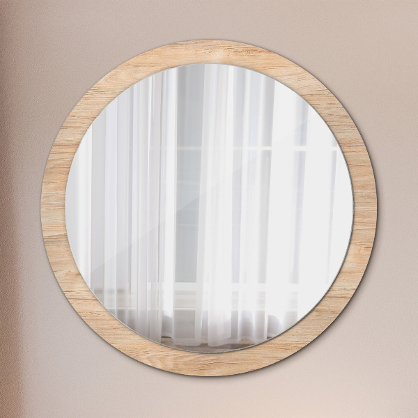 Round wall mirror design Wood texture