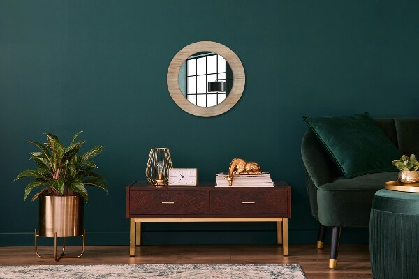 Round wall mirror design Wood texture