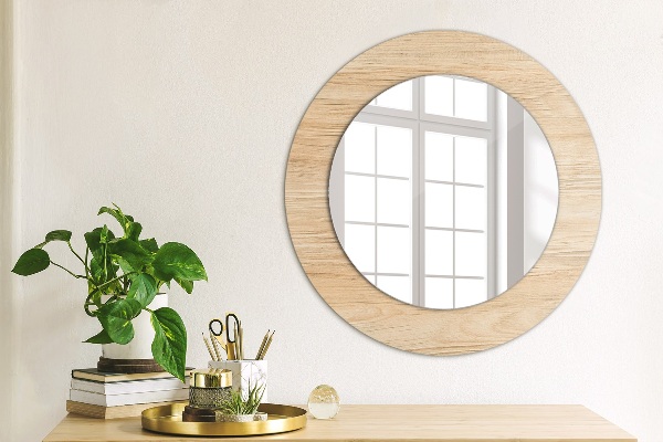 Round wall mirror design Wood texture