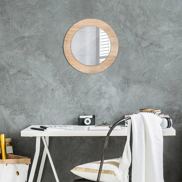 Round wall mirror design Wood texture