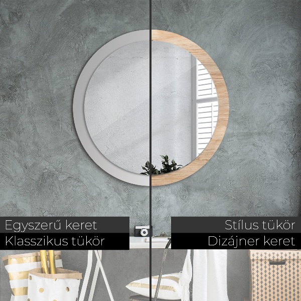 Round wall mirror design Wood texture