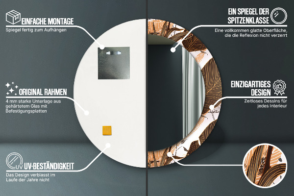 Round mirror frame with print Palm leaves