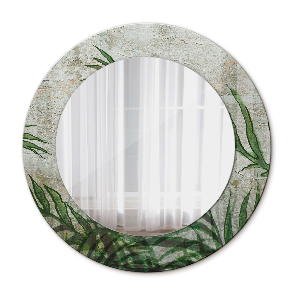 Round printed mirror Fern leaves