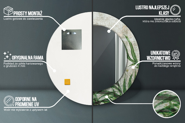 Round printed mirror Fern leaves