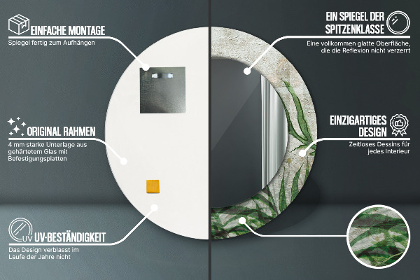 Round printed mirror Fern leaves