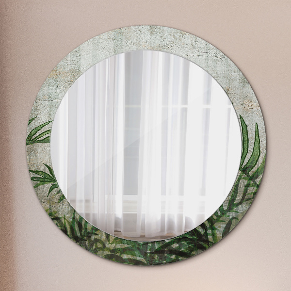 Round printed mirror Fern leaves