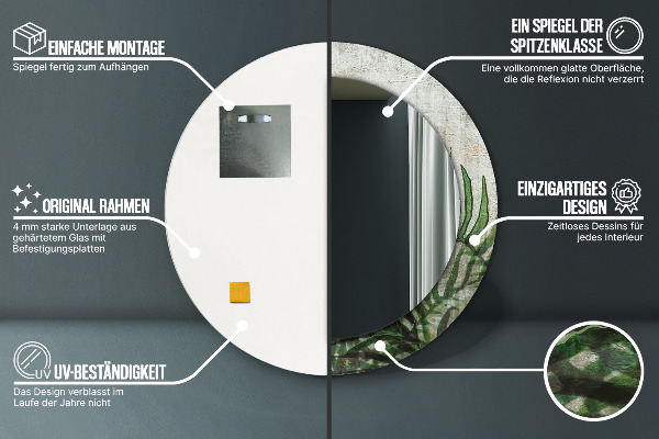 Round printed mirror Fern leaves