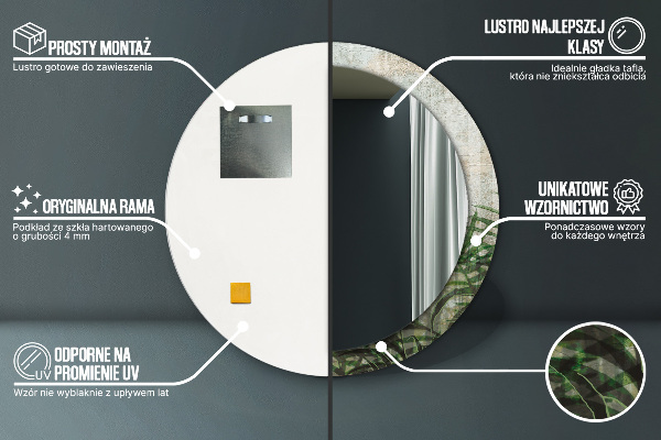 Round printed mirror Fern leaves