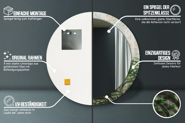 Round printed mirror Fern leaves