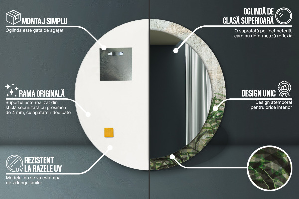 Round printed mirror Fern leaves