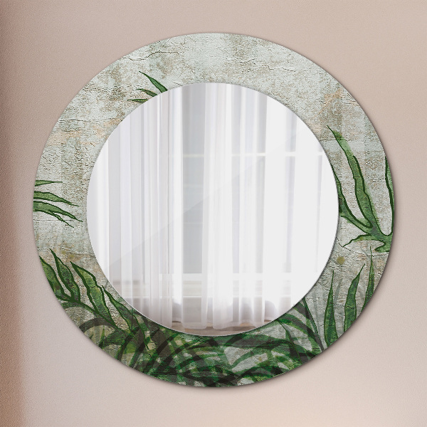 Round printed mirror Fern leaves