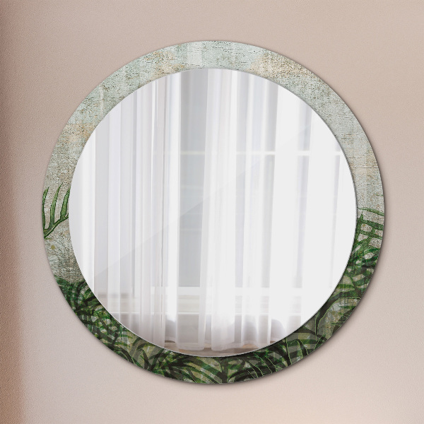 Round printed mirror Fern leaves