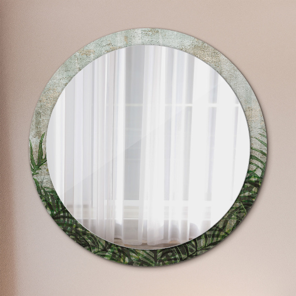 Round printed mirror Fern leaves
