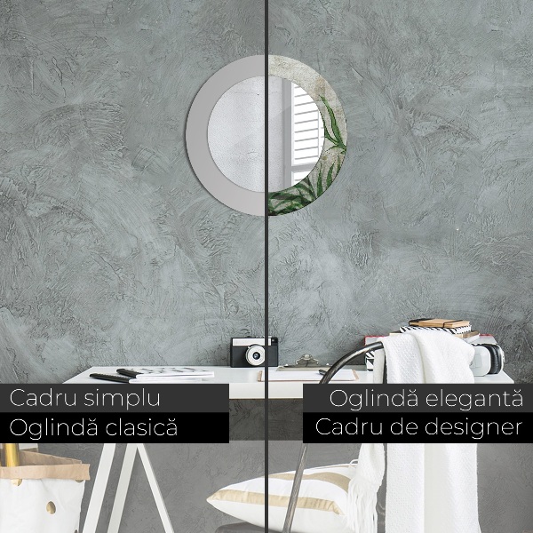 Round printed mirror Fern leaves