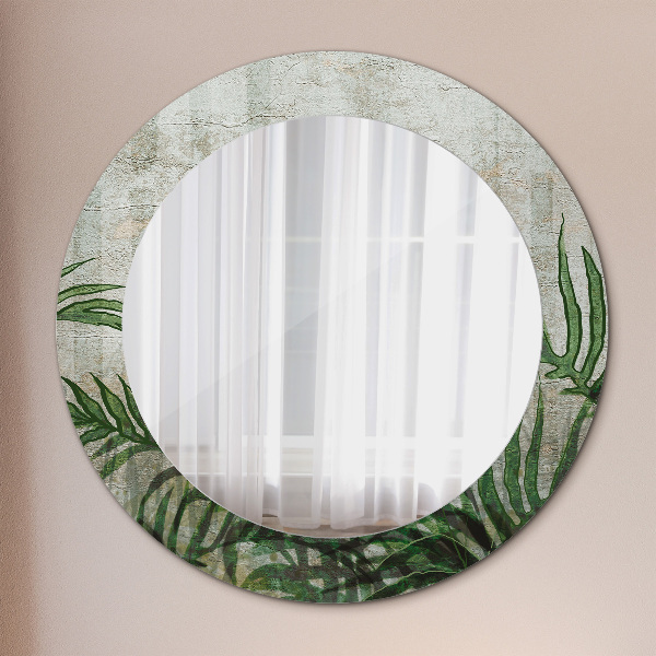 Round printed mirror Fern leaves