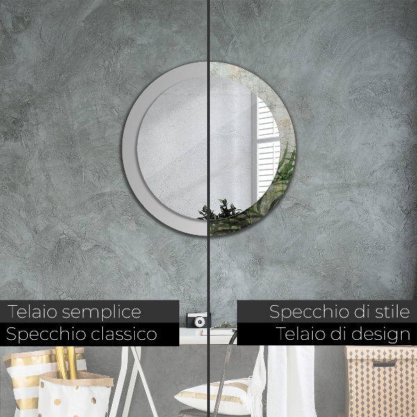 Round printed mirror Fern leaves