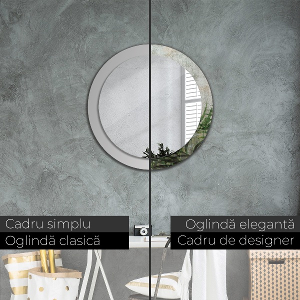 Round printed mirror Fern leaves