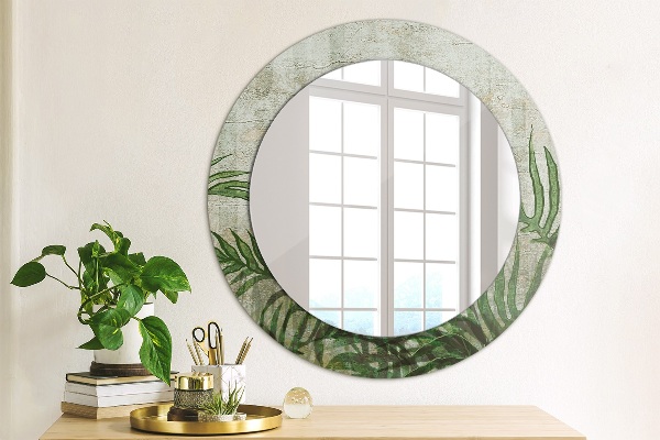 Round printed mirror Fern leaves