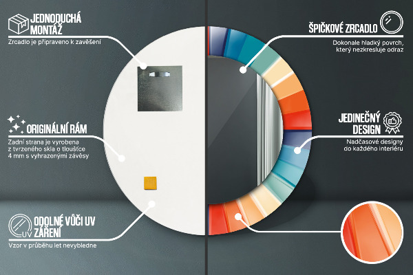 Round printed mirror Radial concentric belts