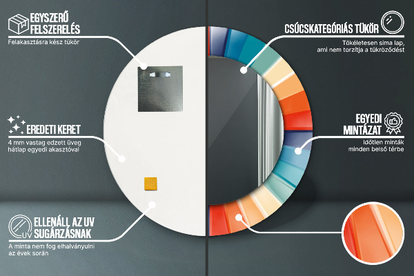 Round printed mirror Radial concentric belts