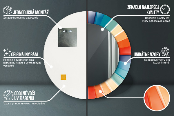 Round printed mirror Radial concentric belts