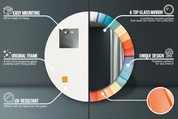 Round printed mirror Radial concentric belts