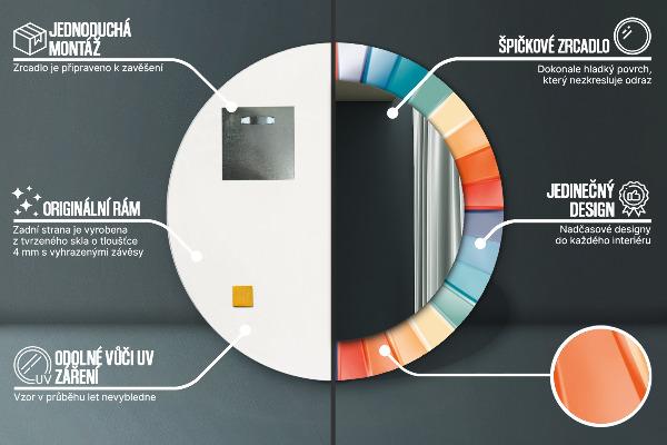 Round printed mirror Radial concentric belts
