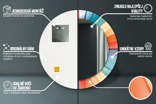 Round printed mirror Radial concentric belts