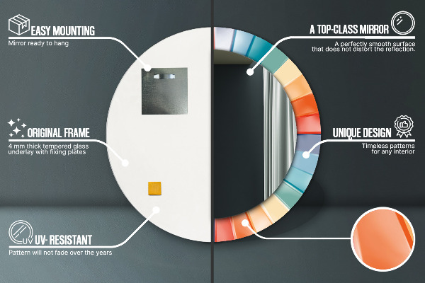 Round printed mirror Radial concentric belts