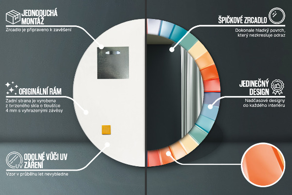 Round printed mirror Radial concentric belts