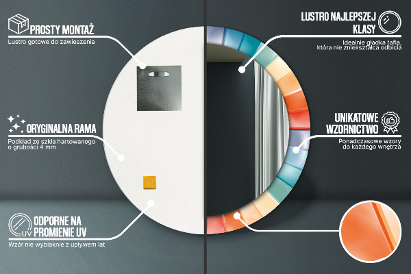 Round printed mirror Radial concentric belts